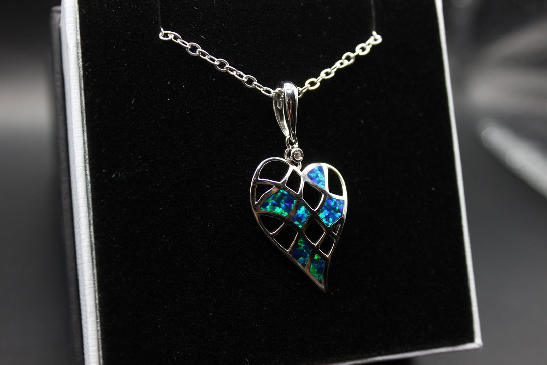 Australian Inlay Opal Pendant in Sterling Silver Setting Pendant Australian Opal House 