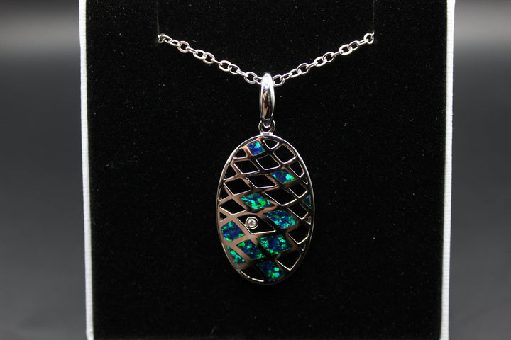 Australian Inlay Opal Pendant in Sterling Silver Setting Pendant Australian Opal House 