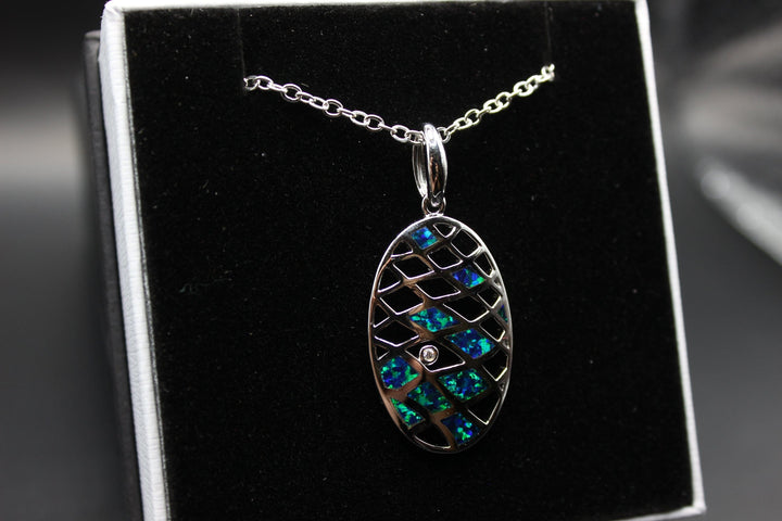 Australian Inlay Opal Pendant in Sterling Silver Setting Pendant Australian Opal House 