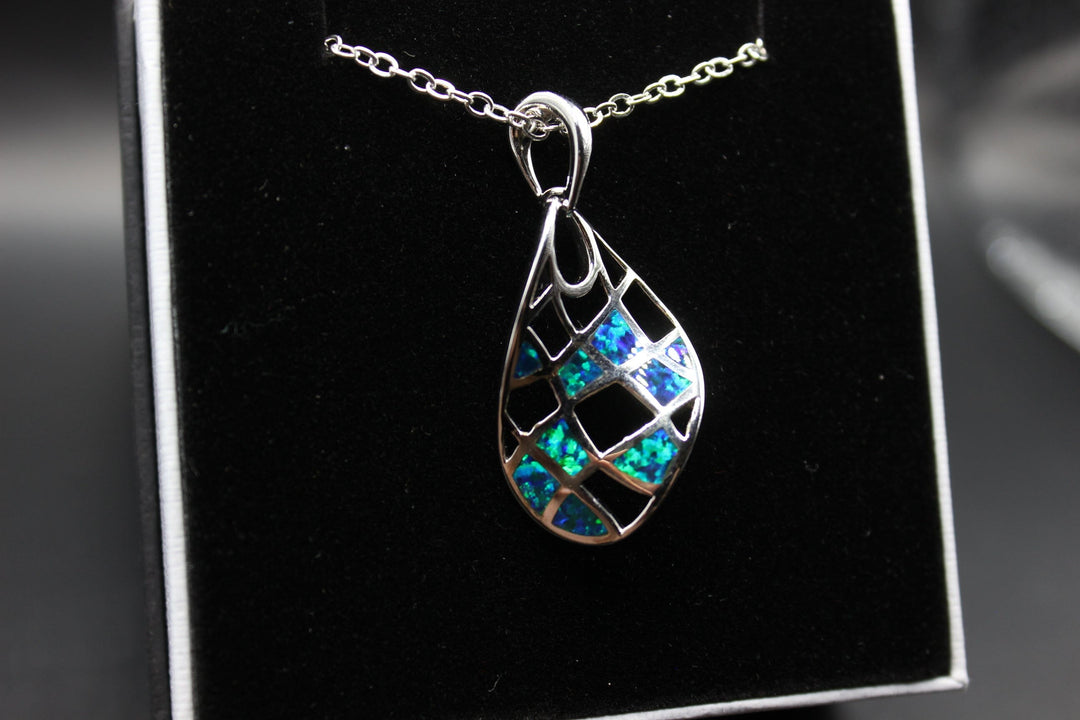 Australian Inlay Opal Pendant in Sterling Silver Setting Pendant Australian Opal House 