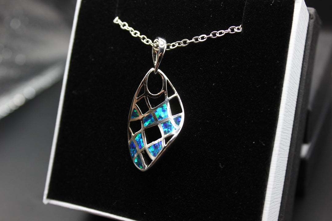 Australian Inlay Opal Pendant in Sterling Silver Setting Pendant Australian Opal House 