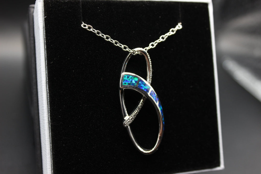 Australian Inlay Opal Pendant in Sterling Silver Setting Pendant Australian Opal House 