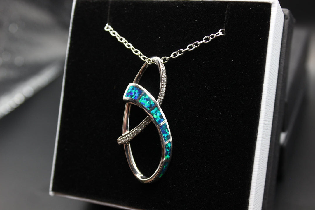 Australian Inlay Opal Pendant in Sterling Silver Setting Pendant Australian Opal House 