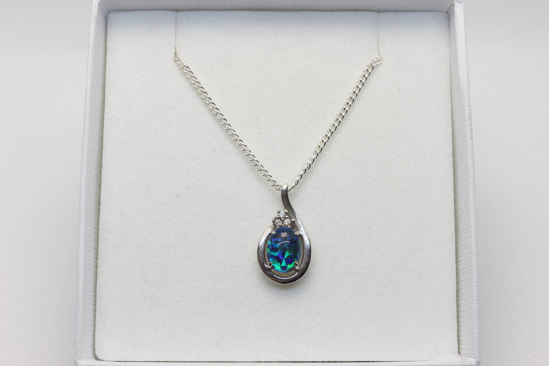 Australian Triplet Opal Pendant in Sterling Silver Setting 6x8mm Pendant Australian Opal House 