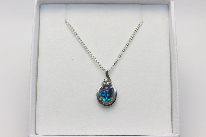 Australian Triplet Opal Pendant in Sterling Silver Setting 6x8mm Pendant Australian Opal House 