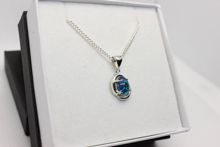 Australian Triplet Opal Pendant in Sterling Silver Setting 7x8mm Pendant Australian Opal House 