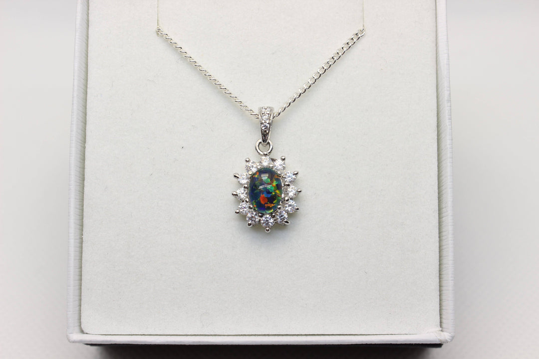 Australian Triplet Opal Pendant in Sterling Silver Setting 6x8mm Pendant Australian Opal House 