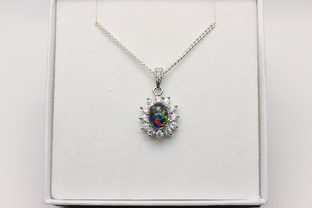 Australian Triplet Opal Pendant in Sterling Silver Setting 6x8mm Pendant Australian Opal House 