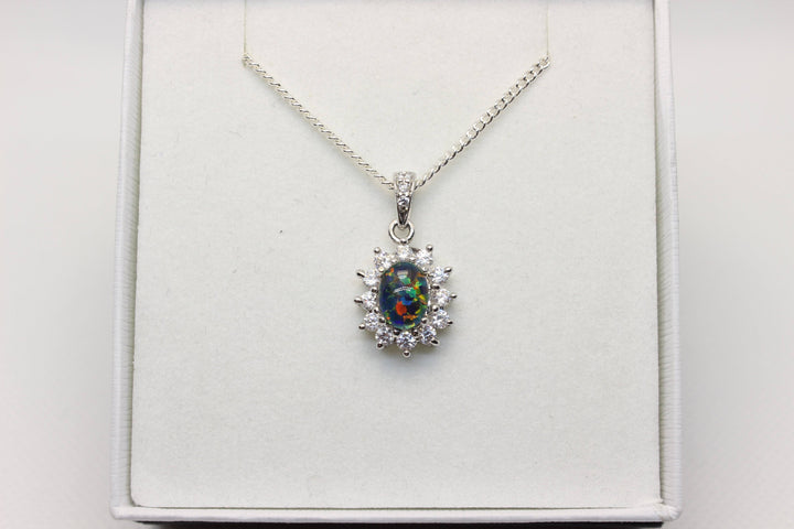 Australian Triplet Opal Pendant in Sterling Silver Setting 6x8mm Pendant Australian Opal House 