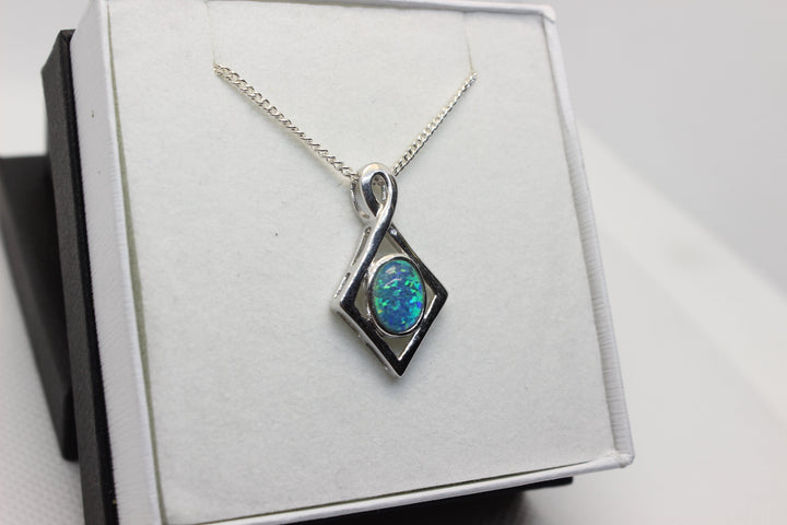 Australian Triplet Opal Pendant in Sterling Silver Setting 7x9mm Pendant Australian Opal House 