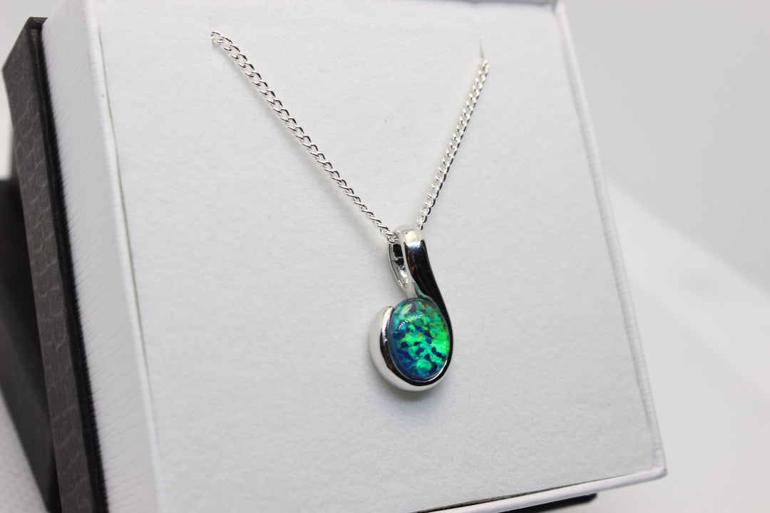 Australian Triplet Opal Pendant in Sterling Silver Setting 7x8mm Pendant Australian Opal House 