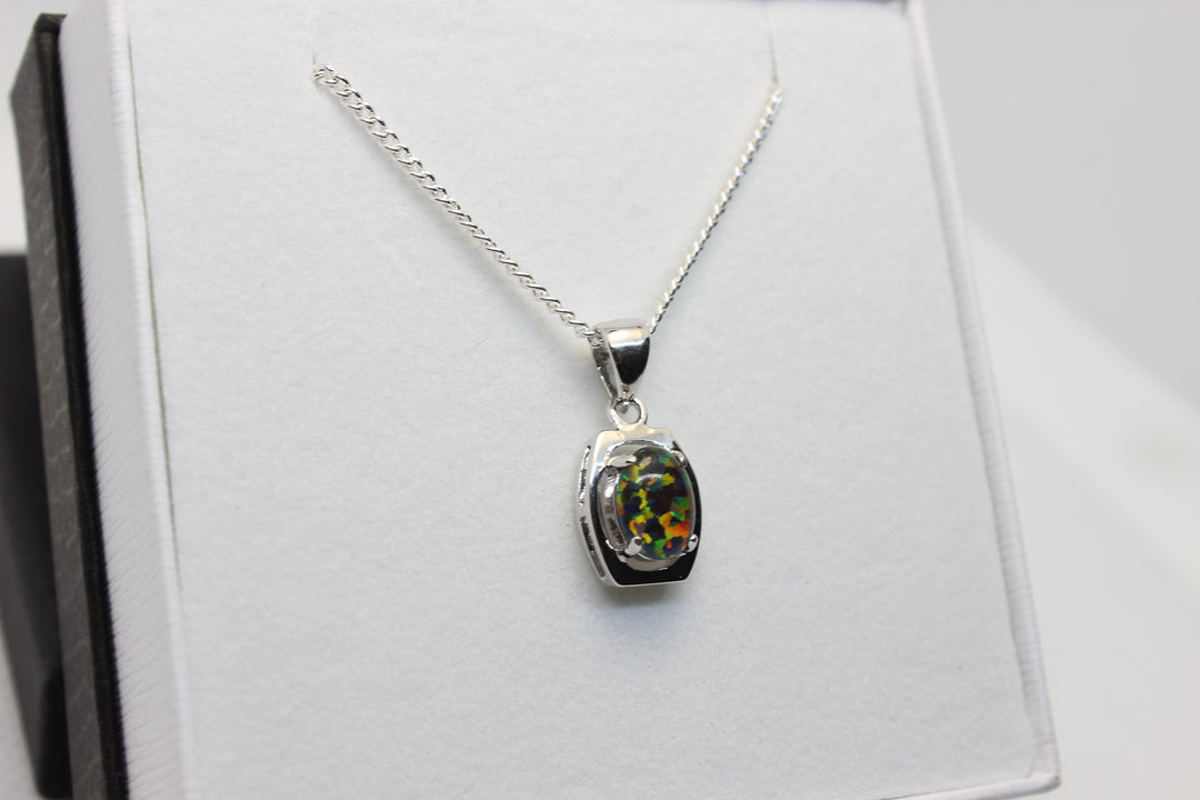 Australian Triplet Opal Pendant in Sterling Silver Setting 6x8mm Pendant Australian Opal House 