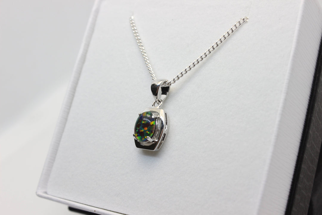 Australian Triplet Opal Pendant in Sterling Silver Setting 6x8mm Pendant Australian Opal House 