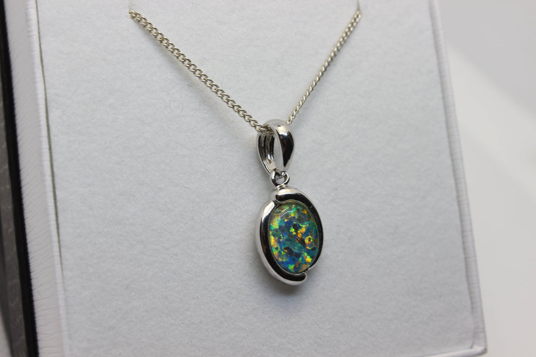 Australian Triplet Fire Opal Pendant in Sterling Silver Setting Pendant Australian Opal House 