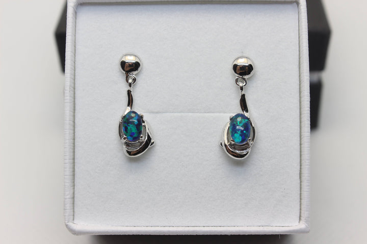 Australian Triplet Opal Earrings in Sterling Silver Setting Earrings Australian Opal House 