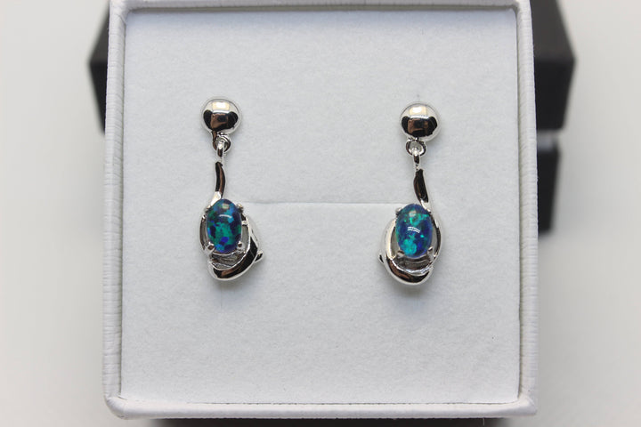 Australian Triplet Opal Earrings in Sterling Silver Setting Earrings Australian Opal House 