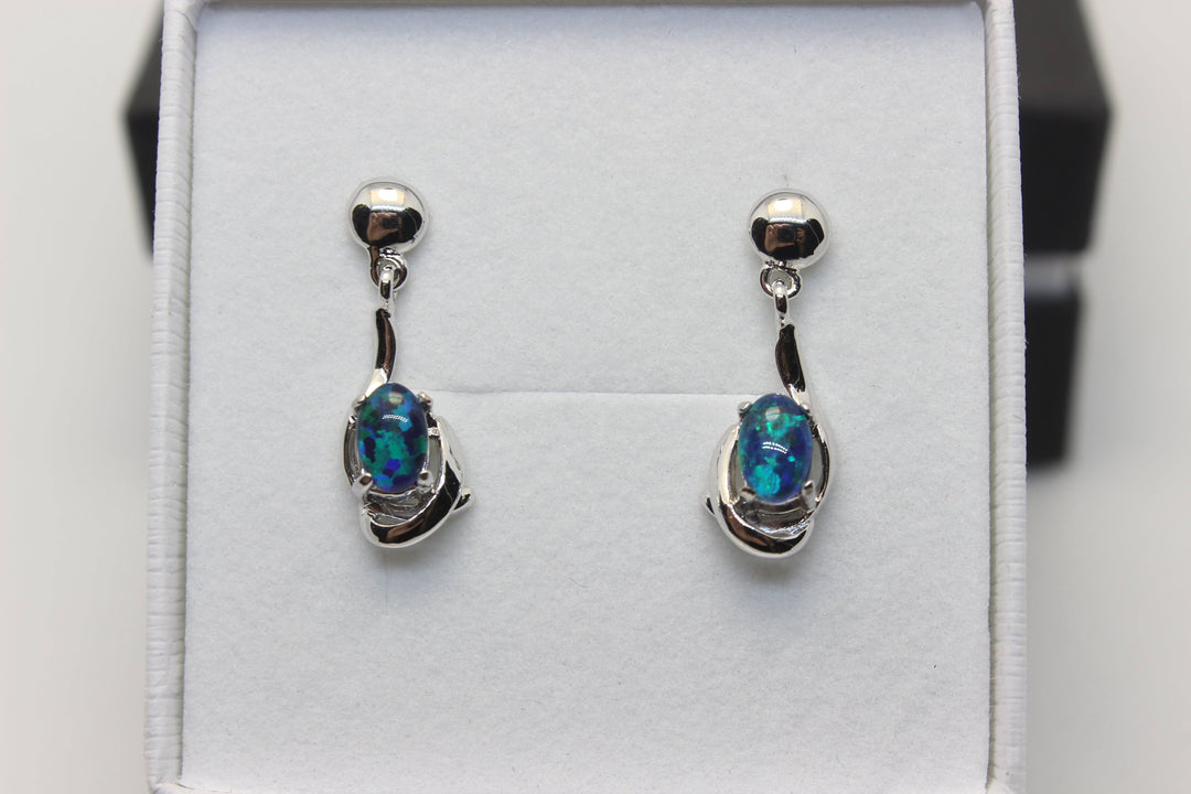 Australian Triplet Opal Earrings in Sterling Silver Setting Earrings Australian Opal House 