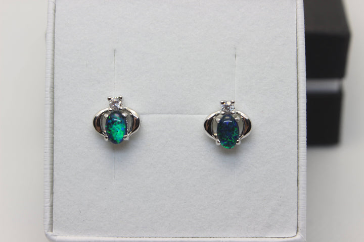 Australian Triplet Opal Earrings in Sterling Silver Setting Earrings Australian Opal House 