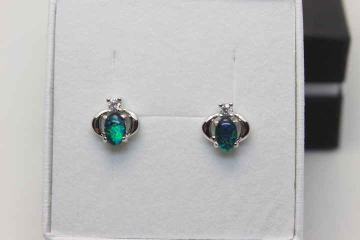 Australian Triplet Opal Earrings in Sterling Silver Setting Earrings Australian Opal House 