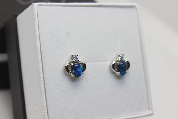 Australian Triplet Opal Earrings in Sterling Silver Setting Earrings Australian Opal House 