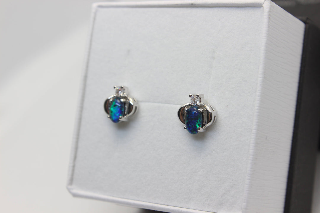 Australian Triplet Opal Earrings in Sterling Silver Setting Earrings Australian Opal House 