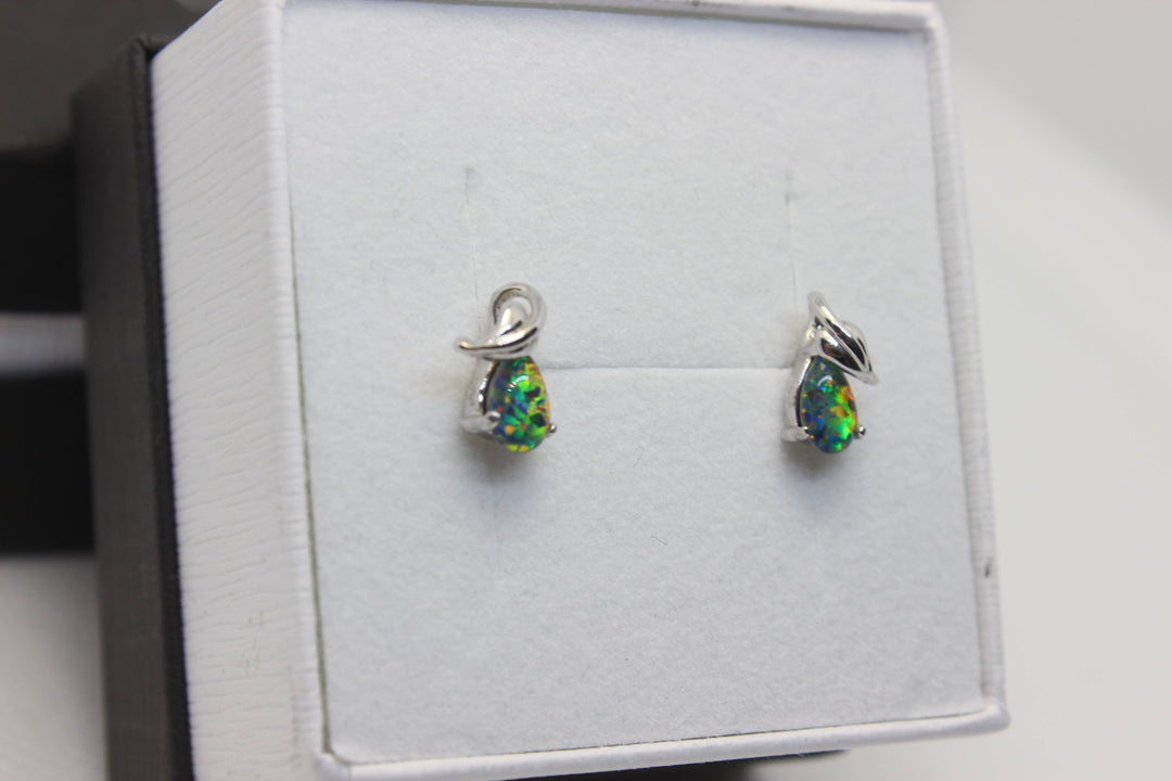 Australian Triplet Opal Earrings in Sterling Silver Setting Earrings Australian Opal House 