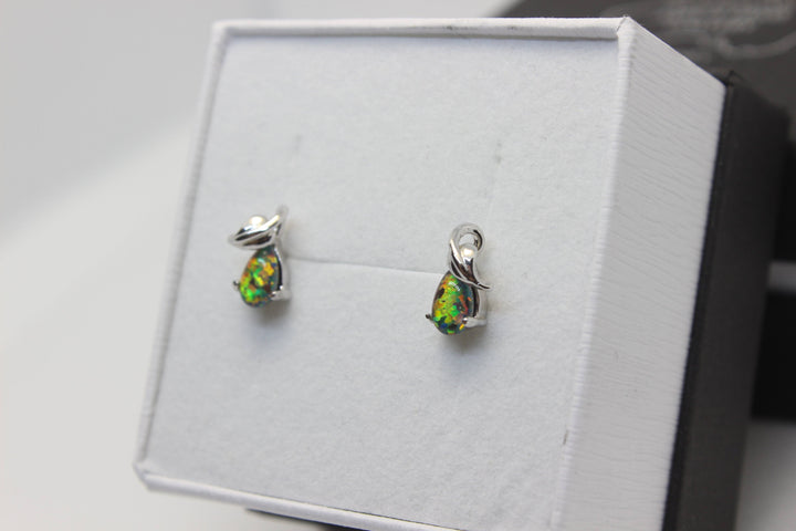 Australian Triplet Opal Earrings in Sterling Silver Setting Earrings Australian Opal House 