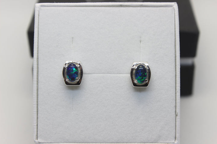 Australian Triplet Opal Earrings in Sterling Silver Setting Earrings Australian Opal House 