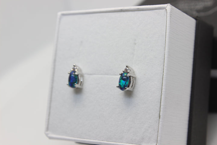 Australian Triplet Opal Earrings in Sterling Silver Setting Earrings Australian Opal House 