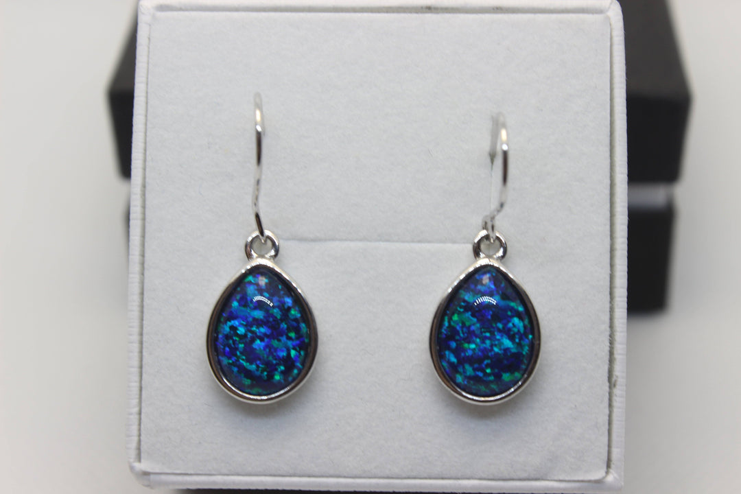 Australian Triplet Opal Hanging Earrings in Sterling Silver Setting Earrings Australian Opal House 