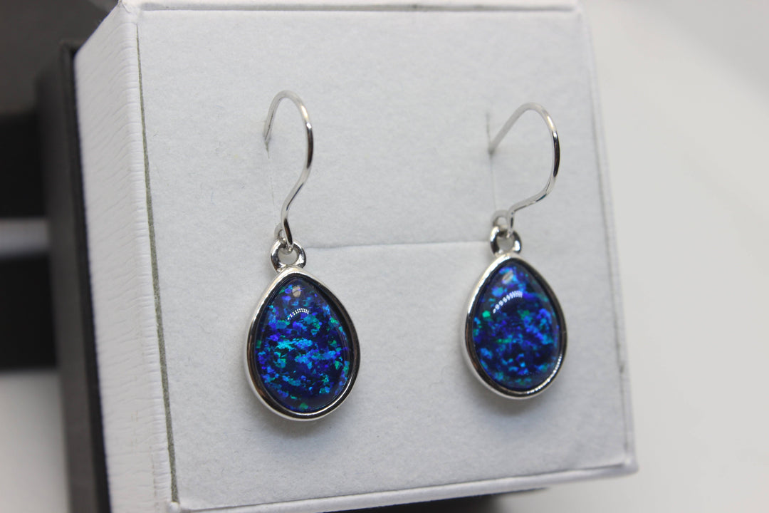 Australian Triplet Opal Hanging Earrings in Sterling Silver Setting Earrings Australian Opal House 