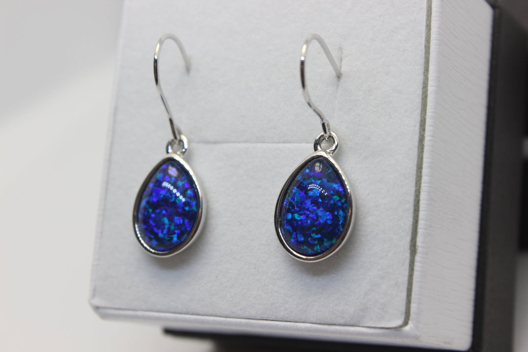 Australian Triplet Opal Hanging Earrings in Sterling Silver Setting Earrings Australian Opal House 