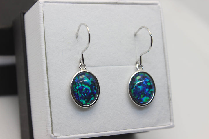 Australian Triplet Opal Hanging Earrings in Sterling Silver Setting Earrings Australian Opal House 