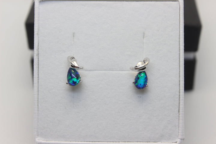 Australian Triplet Opal Earrings in Sterling Silver Setting Earrings Australian Opal House 