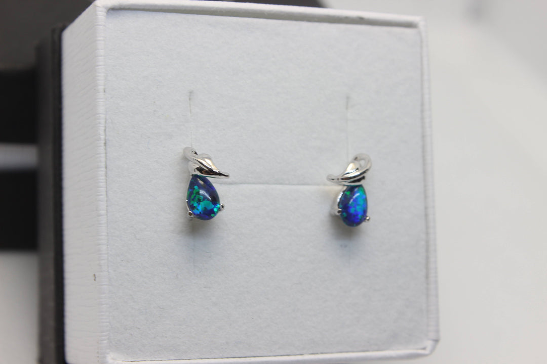 Australian Triplet Opal Earrings in Sterling Silver Setting Earrings Australian Opal House 