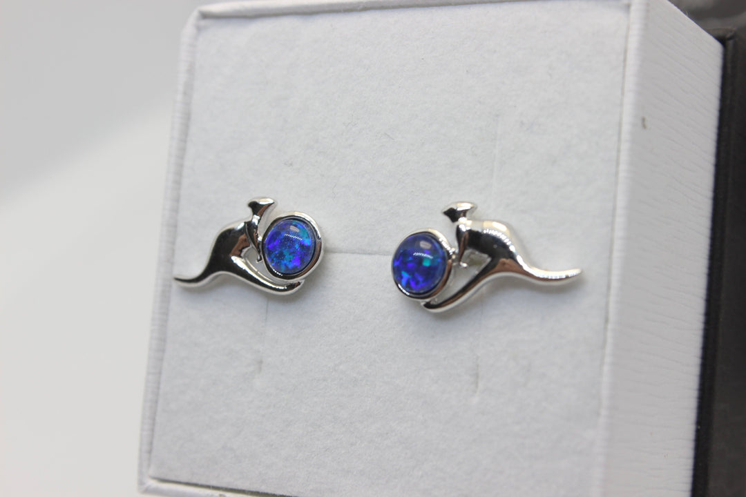 Australian Triplet Opal Earrings in Sterling Silver Setting Earrings Australian Opal House 