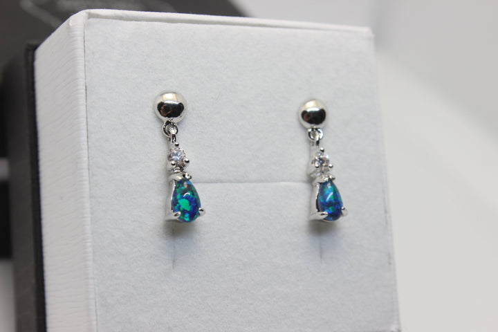 Australian Triplet Opal Hanging Earrings in Sterling Silver Setting Earrings Australian Opal House 