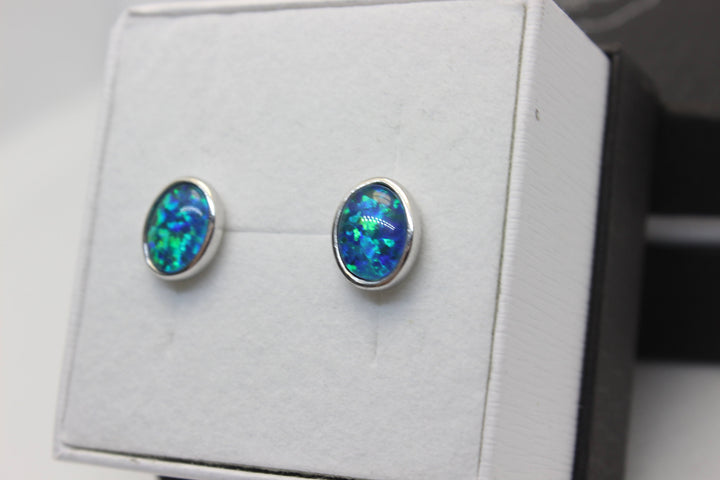 Australian Triplet Opal Earrings in Sterling Silver Setting Earrings Australian Opal House 