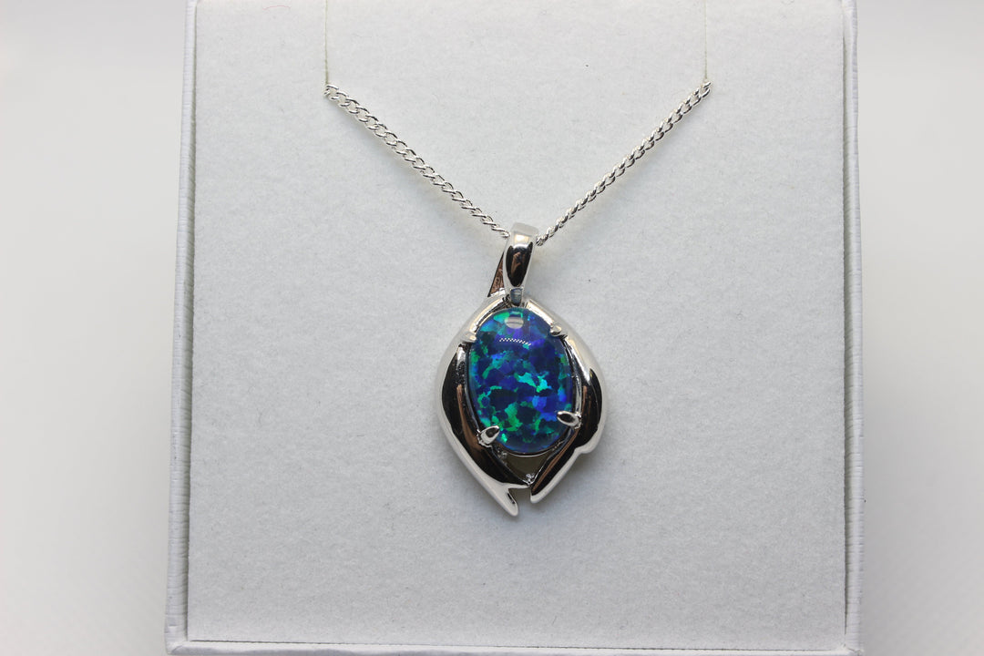 Australian Triplet Opal Pendant in Sterling Silver Large Setting 10x14mm Pendant Australian Opal House 