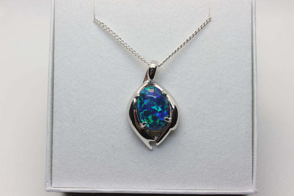 Australian Triplet Opal Pendant in Sterling Silver Large Setting 10x14mm Pendant Australian Opal House 