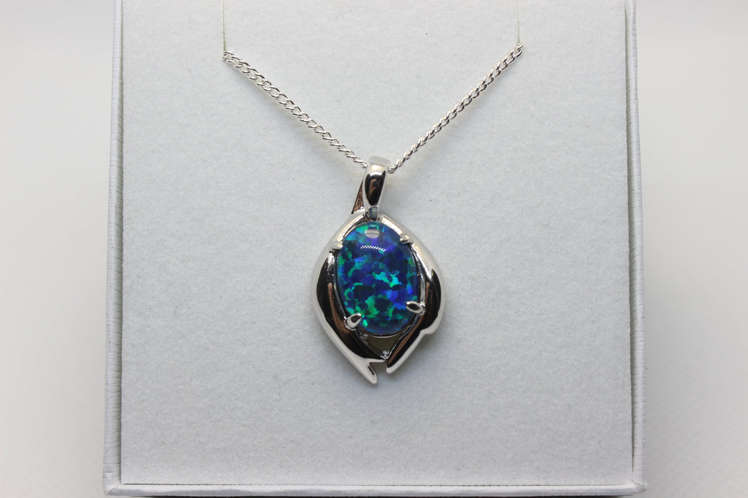 Australian Triplet Opal Pendant in Sterling Silver Large Setting 10x14mm Pendant Australian Opal House 