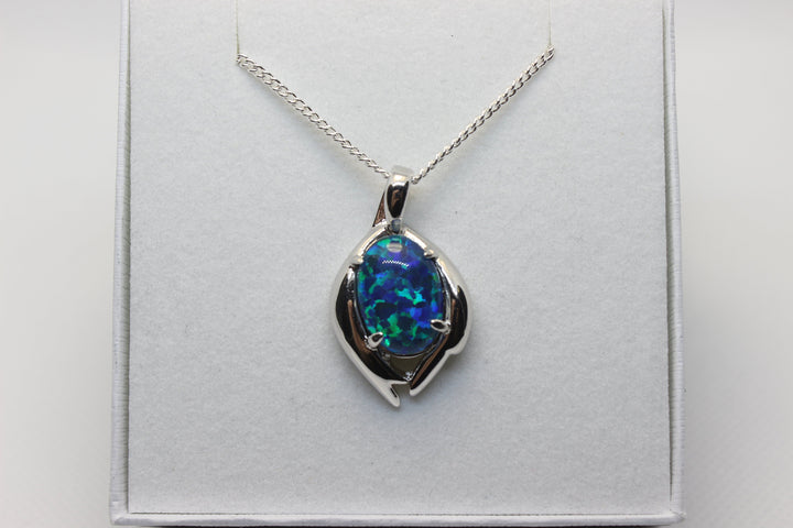 Australian Triplet Opal Pendant in Sterling Silver Large Setting 10x14mm Pendant Australian Opal House 