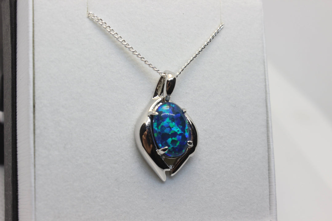 Australian Triplet Opal Pendant in Sterling Silver Large Setting 10x14mm Pendant Australian Opal House 