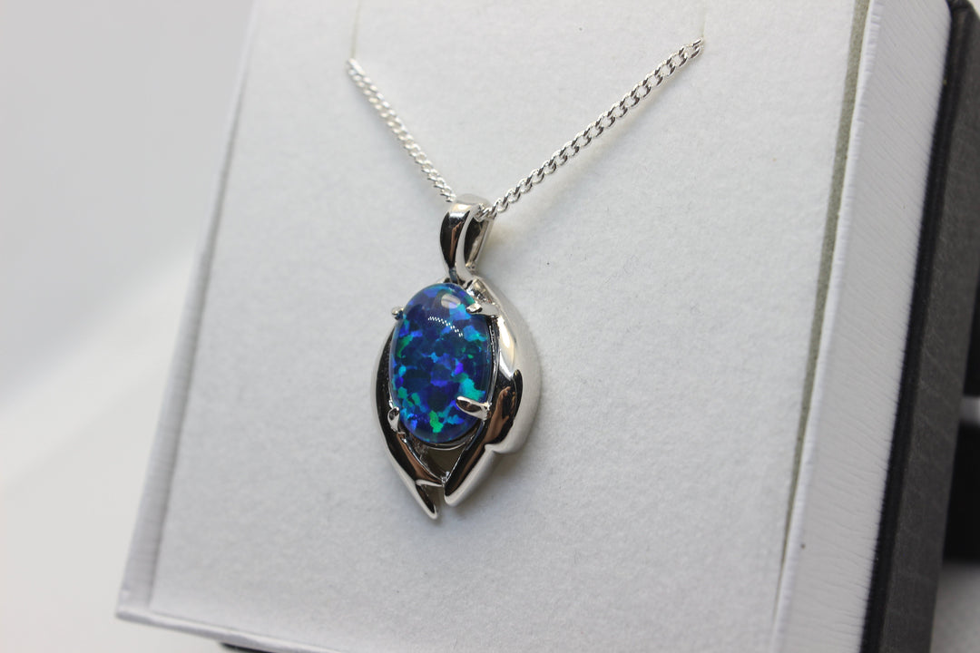 Australian Triplet Opal Pendant in Sterling Silver Large Setting 10x14mm Pendant Australian Opal House 