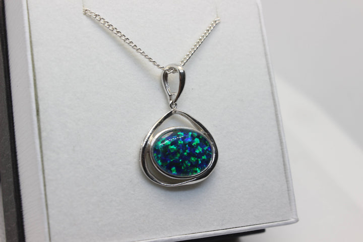 Australian Triplet Opal Pendant in Sterling Silver Large Setting 10x15mm Pendant Australian Opal House 