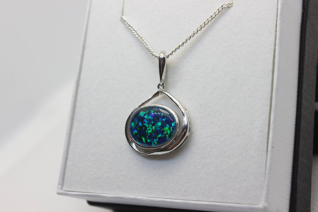 Australian Triplet Opal Pendant in Sterling Silver Large Setting 10x15mm Pendant Australian Opal House 