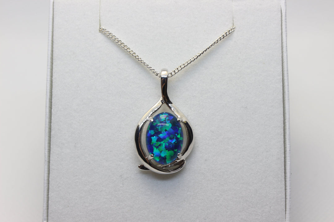 Australian Triplet Opal Pendant in Sterling Silver Large Setting 13x18mm Pendant Australian Opal House 