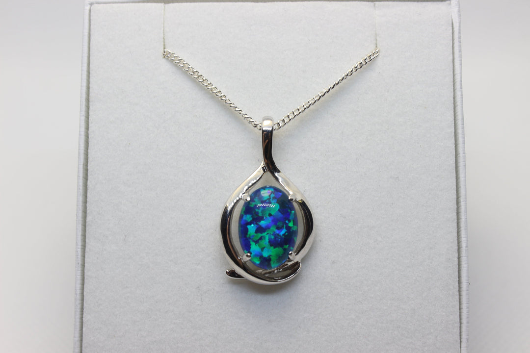 Australian Triplet Opal Pendant in Sterling Silver Large Setting 13x18mm Pendant Australian Opal House 