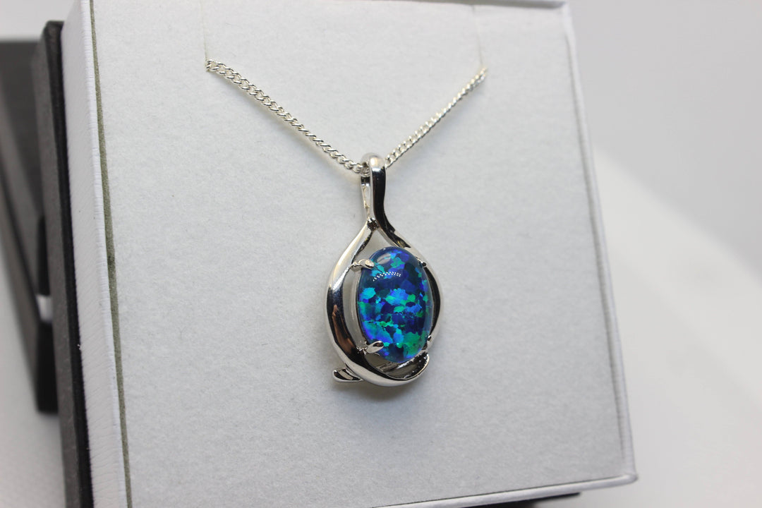 Australian Triplet Opal Pendant in Sterling Silver Large Setting 13x18mm Pendant Australian Opal House 