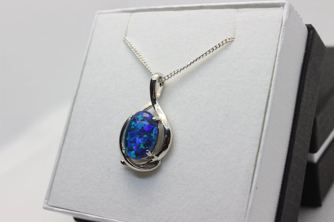 Australian Triplet Opal Pendant in Sterling Silver Large Setting 13x18mm Pendant Australian Opal House 